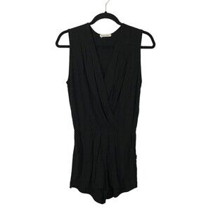 Marine Layer Black Sleeveless Romper Pleated Surplice Womens Size Small Casual